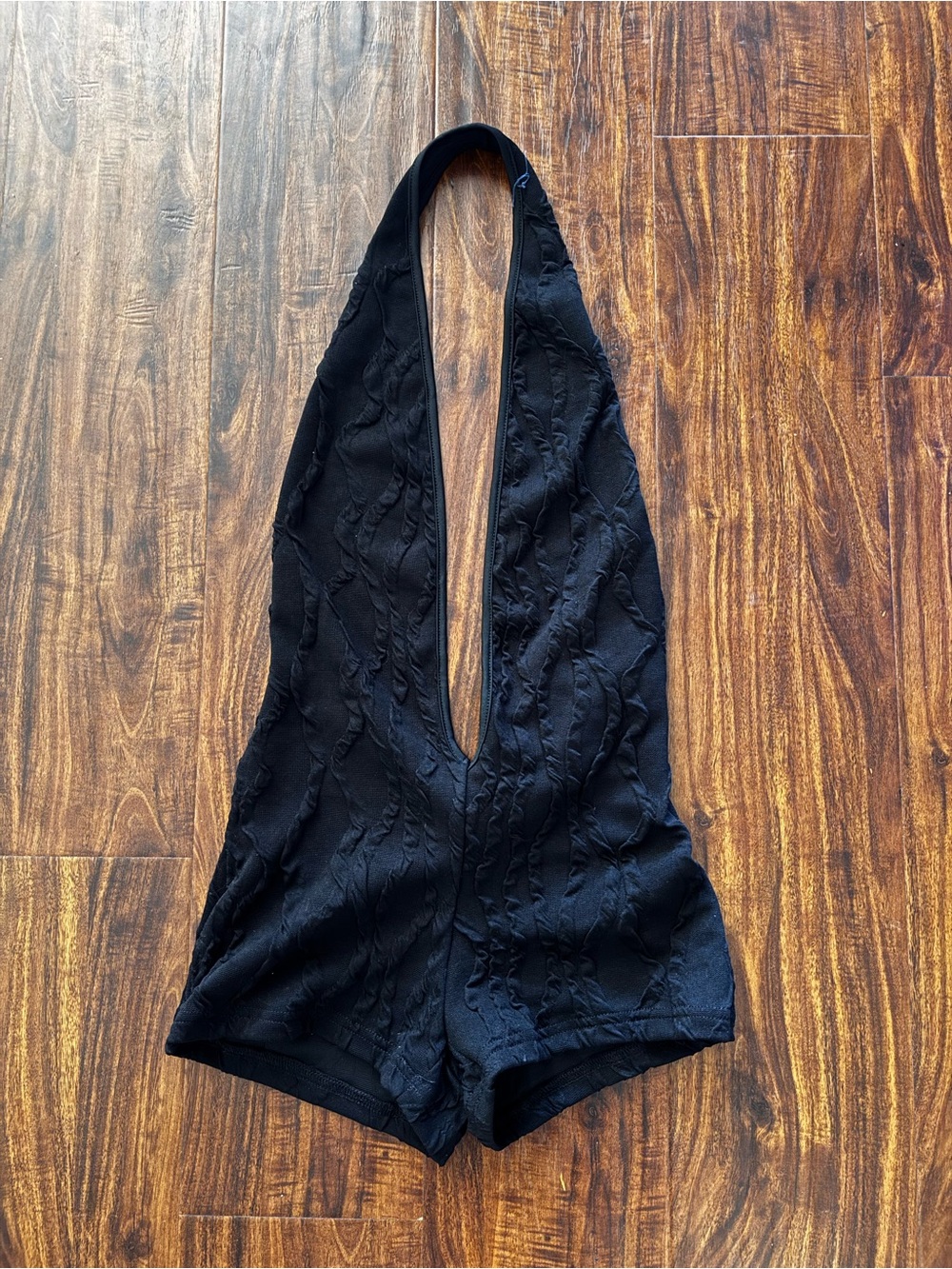 Black Deep V Halter Romper